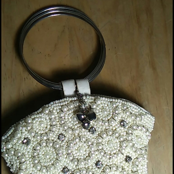 Vintage Faux Pearl Purse with Beads and Rhinestone - Picture 2 of 7